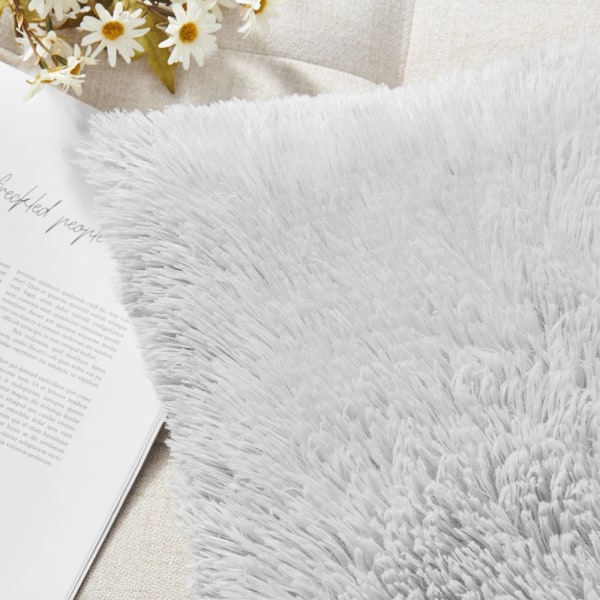Sæt med 2 pudebetræk 40 x 40 cm grå kunstig pels pels pude dekorativ dekorativ pude kælen pude fluffy sofa