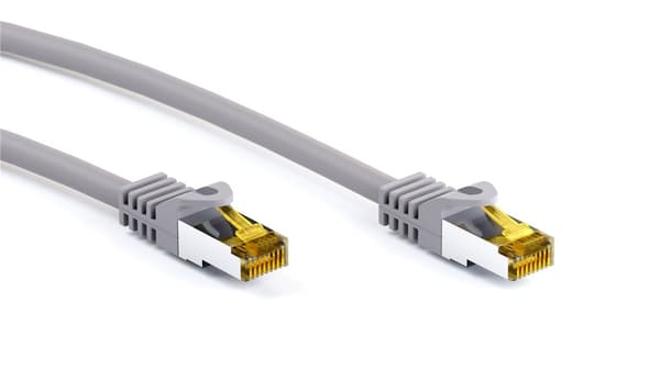 RJ45 patchkabel S/FTP (PiMF), 500 MHz, med CAT 7 råkabel, grå, 25 m