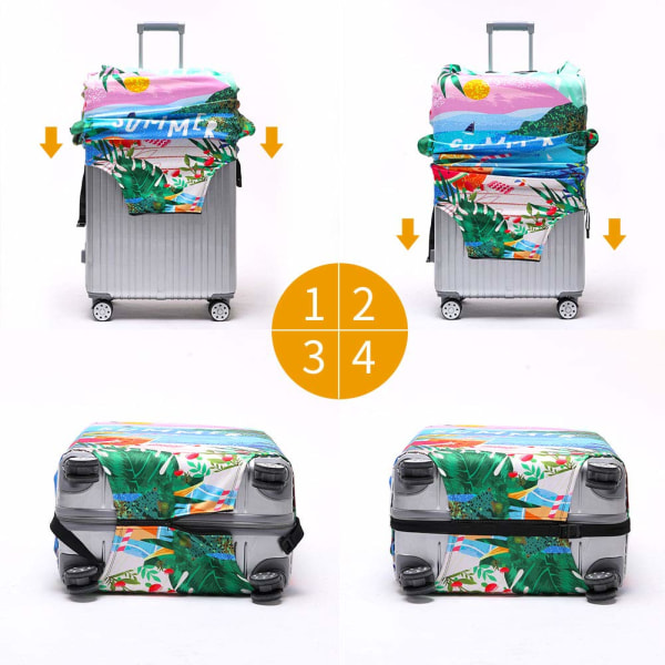 Bagasjetrekk Vaskbart koffertbeskytter Anti-ripe Kofferttrekk Passer 18-32 tommers bagasje (Flourish, XL)