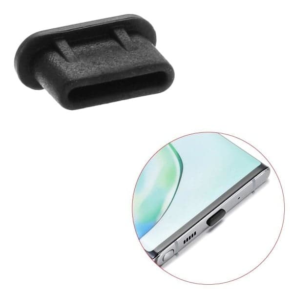 10 kpl pölysuoja USB-C / pistoke Samsungille / Type-C Musta