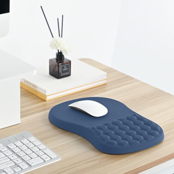 1 stk. musematte med håndleddsstøtte, gamingmusematte, stor musematte, blå | Ergonomiske massasjeknotter, lindrer håndleddssmerter, vaskbar, (31x21x2.8 cm) blue
