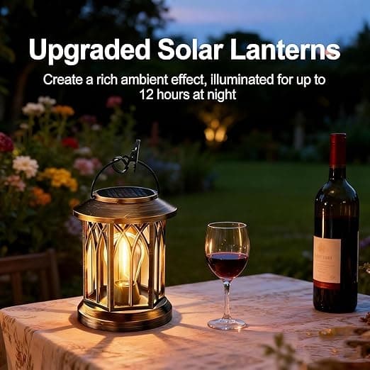 Solcellelamper Udendørs Have, 2-pak Solcellelygter med LED-lys, Hængende Havelamper Vandtætte Havepynt Udendørs Lygter