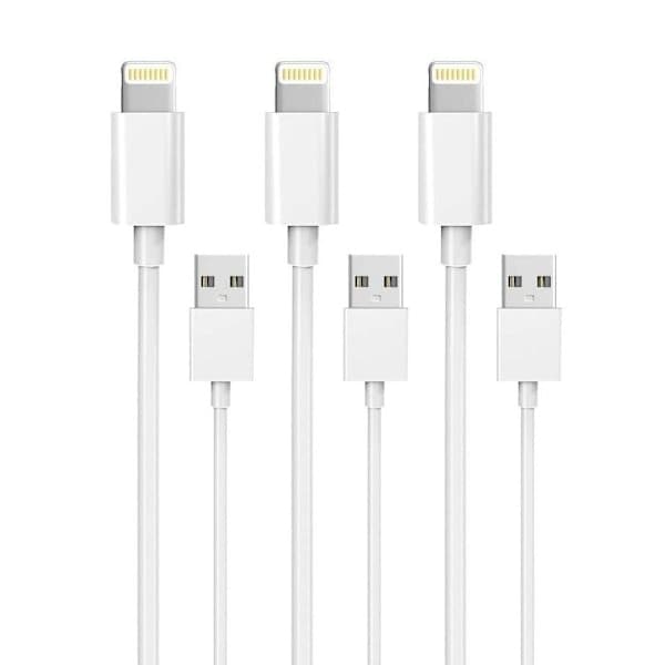3-pack Lightning-laddare iPhone 13/12/11/ Xs/Max/X/8/7/6/5/SE Vit