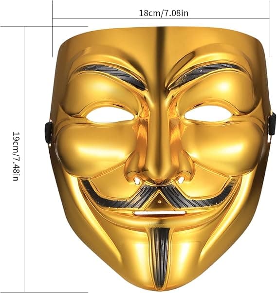 4 st Vendetta Anonym Mask, 4 färger Halloween Cosplay Party Mask, 19*16cm