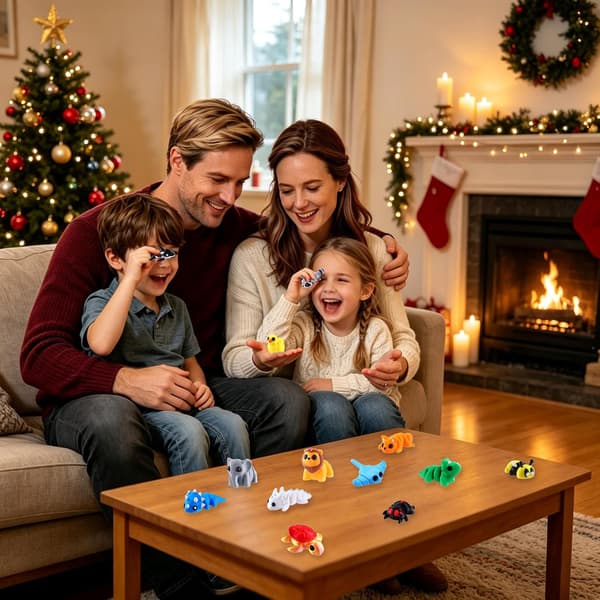 Julekalender med 24 stk. 3D-printede, fleksible fidget-dyr