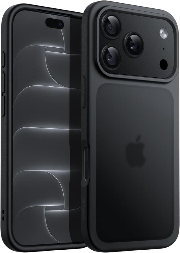 Matta kotelo iPhone 18 Prolle, musta iPhone18Pro