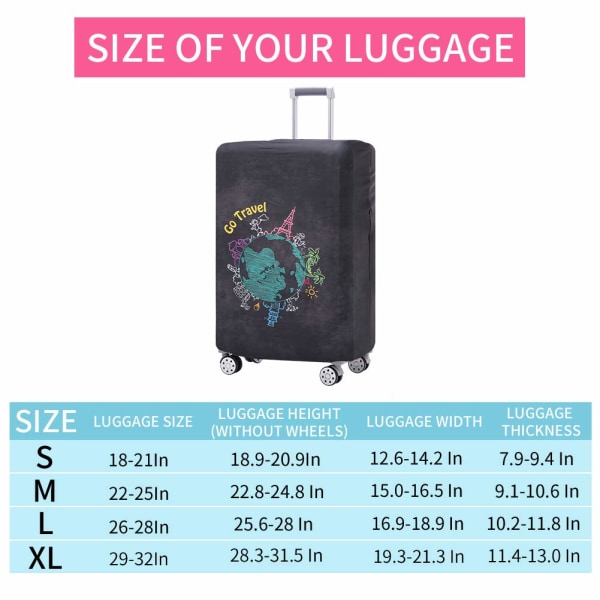Matkalaukun cover Pestävä matkalaukun suoja Anti-Scratch Matkalaukun cover Sopii 18-32 tuuman matkalaukkuihin (XL)