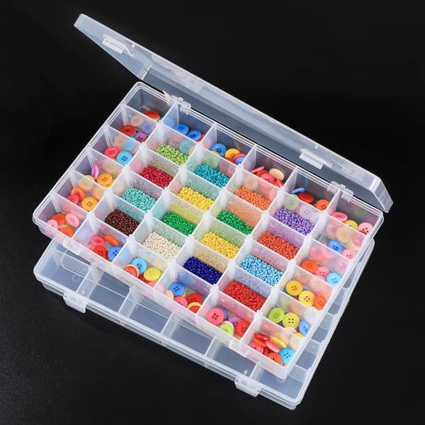 2 STK Plast Stabelbar Organizer Beholder, Klar Plast Opbevaringsboks med 36 Rum