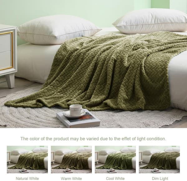1 stk. stort fleecetæppe til sofa, grøn | 127x178 CM, blødt, åndbart, luftigt tæppe. green