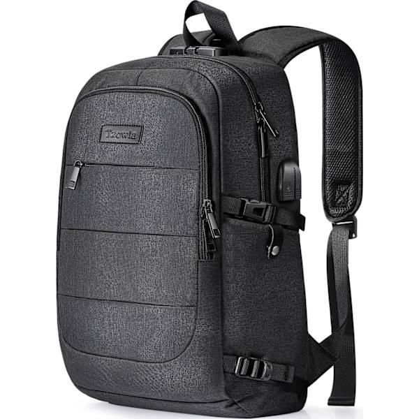 Laptop Ryggsäck Herrar Vattenavvisande Anti-Stöld Skola Universitet Ryggsäck med USB Laddningsport och Lås 14/15.6 Tum Laptop Väska   Svart