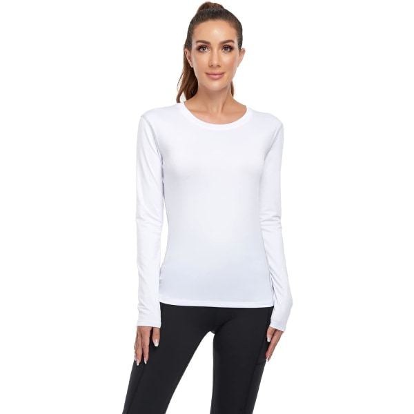 Dame kompressionsskjorte Dry Fit langærmet løbeatletisk T-shirt træningstoppe，X-Large 3 Pack (sort+hvid+rød)