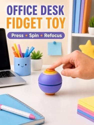 3D-printad figur 3D-printad press-to-spin fidget-boll, push & spin sensorisk leksak, stressavlastande skrivbordsspinner för klassrum, kontor & Purple