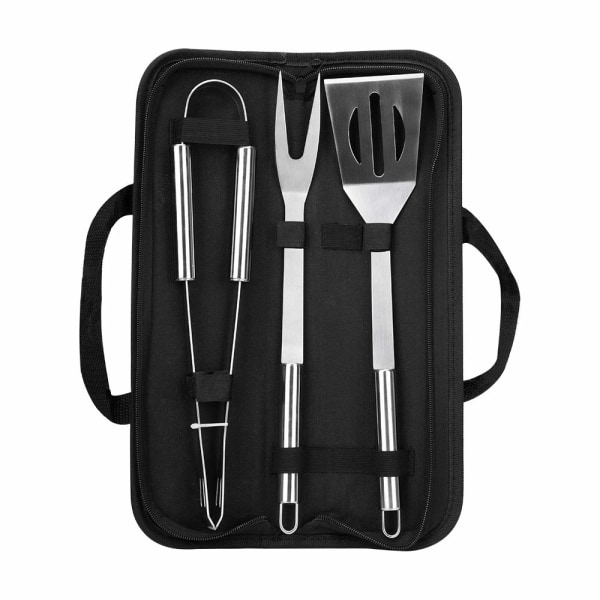 3 stk. grundlæggende grilltilbehørssæt, multifunktionelt grillredskabssæt i rustfrit stål i etui til udendørs picnic, camping, rygning, grillning