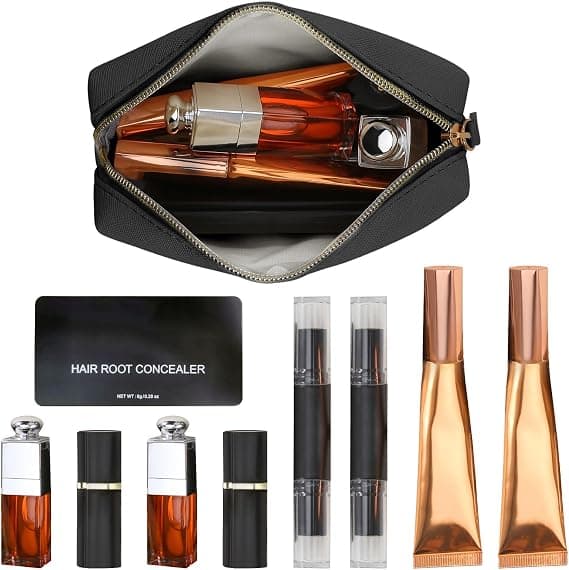 1 læder makeuptaske, bærbar lille kosmetikorganisator (til kvinder og piger), med lynlås, sort black