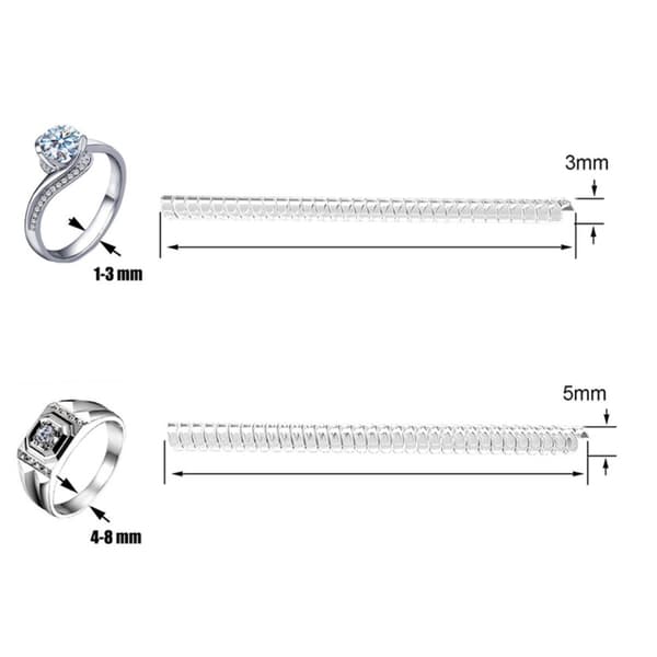Usynlig Spiral TPU Ringstørrelsesjusteringssæt 12 stk., Gennemsigtig 10 cm Ringreducer til Nem DIY-pasform