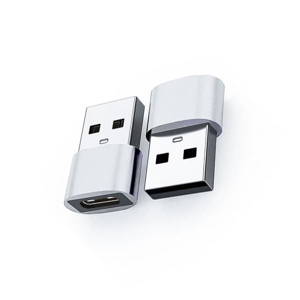 USB til USB-C-adapter 4-pak - Type-C hun til USB-A han, USB 2.0 til opladning og data, PD-kabel og lydkonverter, flerfarvet sølv Silver