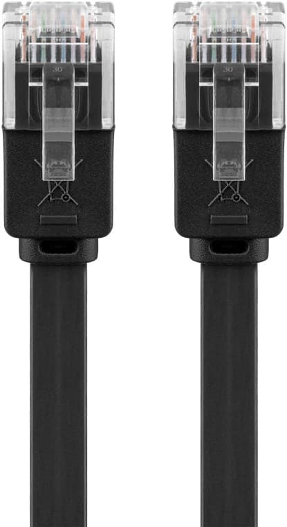 CAT 6 flat patchkabel, U/UTP, svart