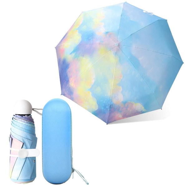 Miniparaply med cover, regnbågsparaply, stormsäkert
