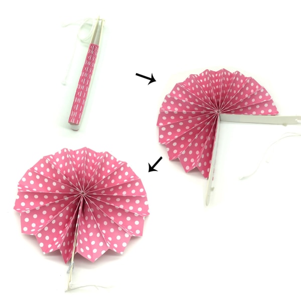 Hængende papirventilatorsæt, silkepapir Pom Poms blomstervifte og honeycomb-bolde til fødselsdagspynt til babyshower bryllupsfestival (Pink)