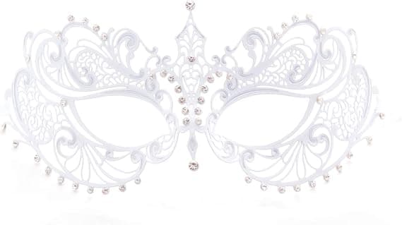 1 stk Halloween Maskerade Maske – Dame Maskerade Maske til Halloween, hvit 2-Silver