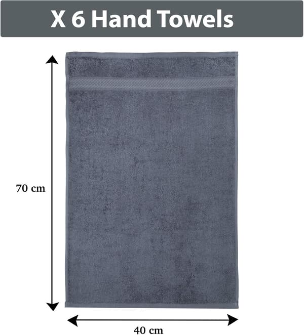 Håndklæde - Bløde og superabsorberende sorte håndklæder til badeværelset, Håndklædesæt med 6 badeværelseshåndklæder sorte - (40 x 70 cm) gray