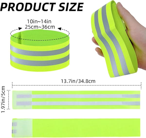 4-pack reflexband – Justerbar reflexutrustning för löpning, cykling och promenader i mörker (Grön)