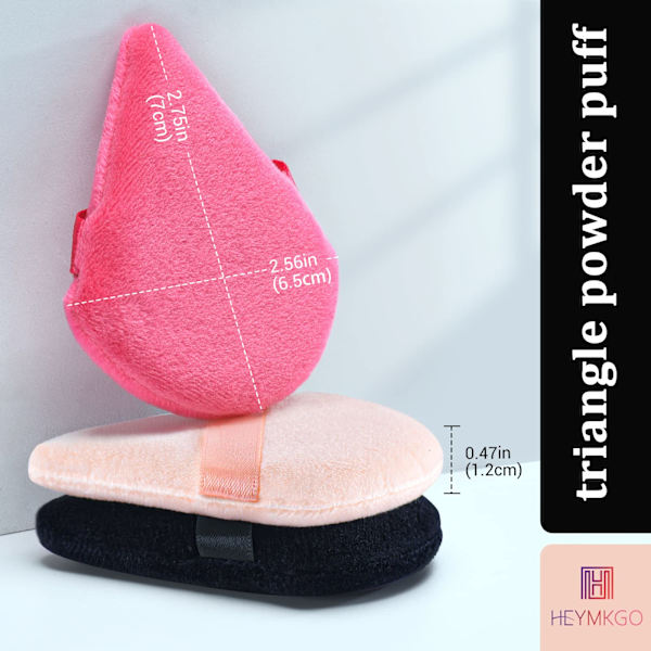 4 stk. pudderpuf, trekantpudderpuf til presset pudder - sort black
