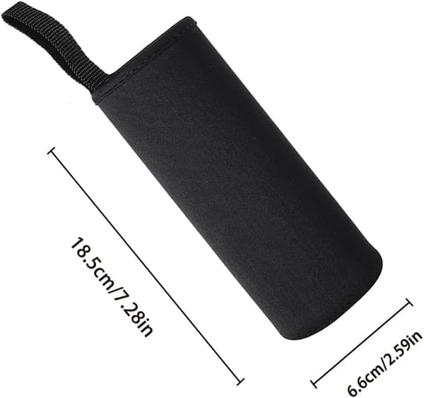 1 stk. utendørs turkopphylse (550 ml, svart) | Isolert vannflaskepose med sikker bærestropp. black