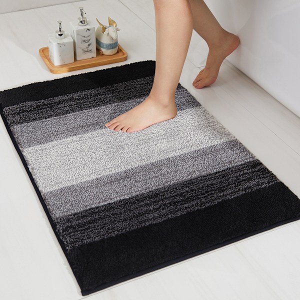 Liukumaton lattiamatto, pölytiivis, erittäin imukykyinen matto, sopii sisä- ja ulkokäyttöön (50 x 80 cm, gradientti musta)
