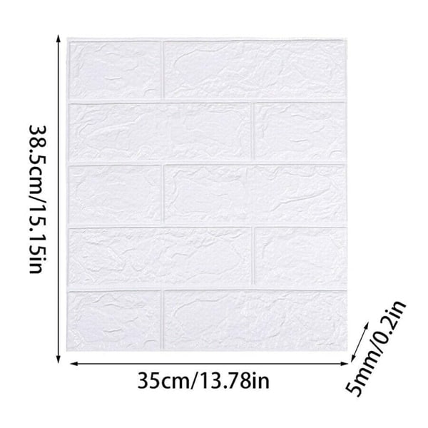 10 kpl 3D-seinäpaneelin pakkaus Itsekiinnittyvä taustakuva vedenpitävä seinäkoristelu (valkoinen)