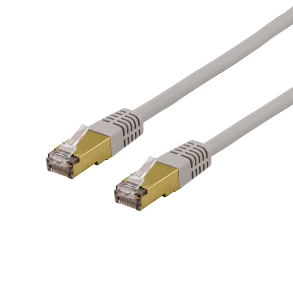 S/FTP Cat6a patchkabel, delta cert, LSZH, 0.5m, grå
