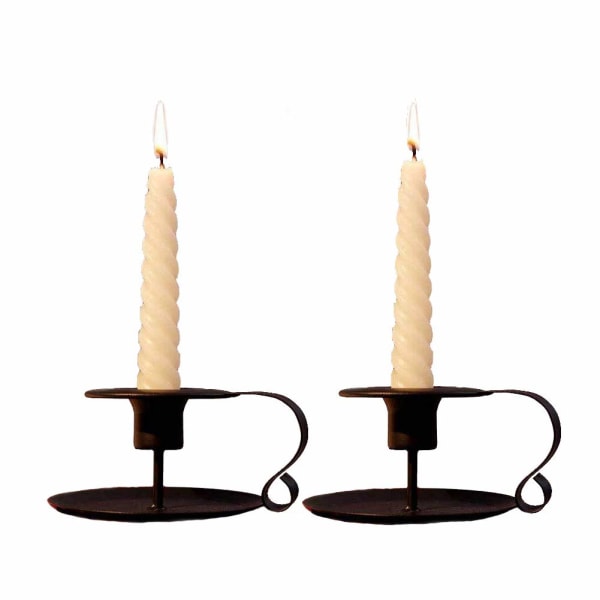 2 kpl rauta kartiomainen kynttilänjalka Retro metallinen kynttilänjalka, musta vintage kammiojalka, yksinkertainen kynttilänjalka pöytäsisustus