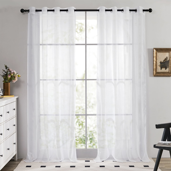 Gardiner gennemsigtige øjer gennemsigtige 260x140 cm hvid sæt med 2