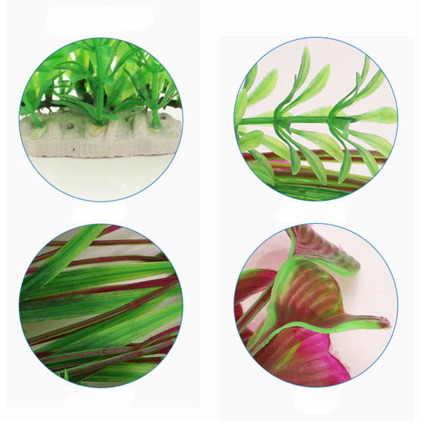 Store akvarieplanter Kunstige plastfisketankplanter Dekoration Ornament til alle fisk