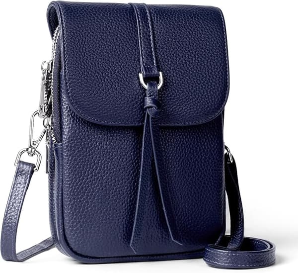 1 stk. Crossbody-tasker i ægte læder til kvinder, lille, mørkeblå dark blue