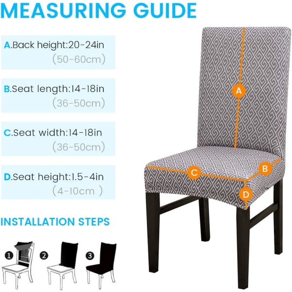 Cover Set Stretch matstolsöverdrag Avtagbara tvättbara stolskyddsöverdrag för matsalen Hembröllopsbankett (grå 06, 6-pack)