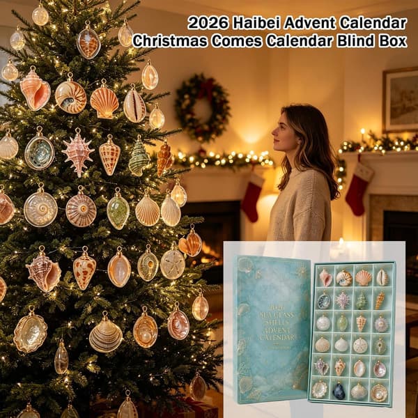 Muslingeskaller Julekalender Blind Box 2026, Akrylpynt Nøgleringssæt E