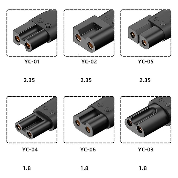 6 stk Type-C laderadapter barbering strømadapter for elektrisk hårklipper skjeggtrimmere, barbermaskiner, skjønnhetsinstrumenter