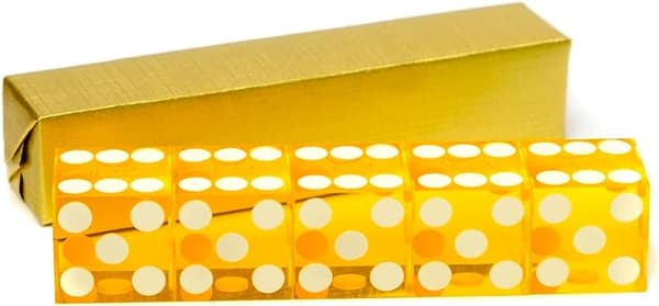 5 x Perfekt 19MM Presisjon Kasino Terninger (gul) yellow