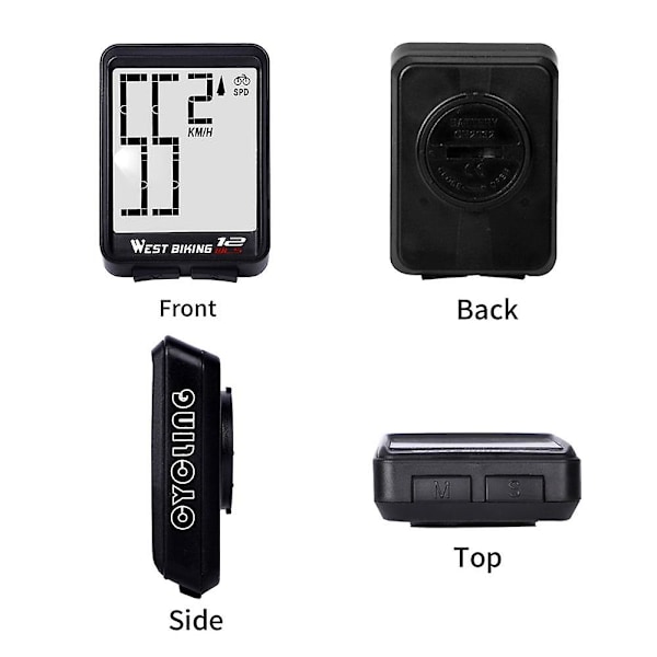 Cykelcomputer med Klar Display - Svart