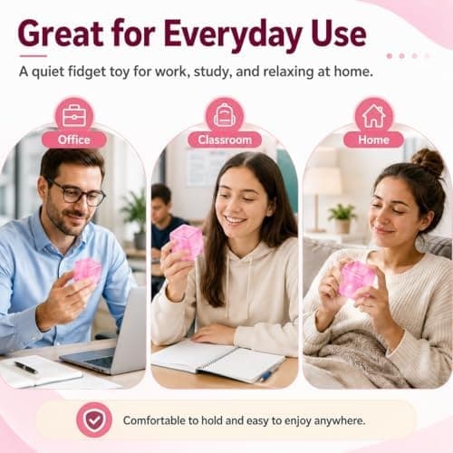 Isbit Squishy, Klemme Stress Terning til Angstlindring, Blødt Squishy Fidget Legetøj til Voksne, Sensorisk Gelkugle til Fødselsdagsgave, Skrivebord Pink