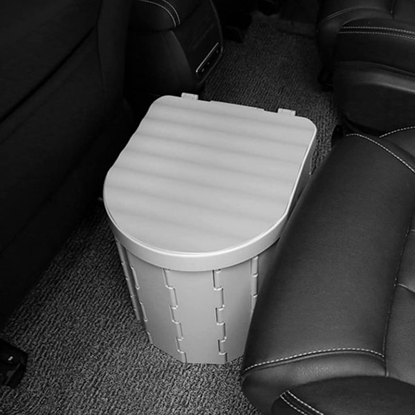 Bærbart campingtoilet, sammenklappeligt toilet med låg, vandtæt bærbart potte, bil, RV, telttoilet, spandtoilet, potte, grå
