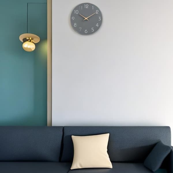 25cm Träväggklocka Tyst Tickfri Väggklockor - Kvalitets Quartz Batteridriven - Modern Enkelhet Grå grey