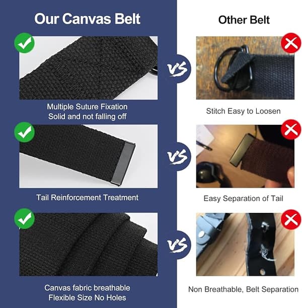2-pak herre lærredsbælte med dobbelt D-ring, holdbart og justerbart afslappet webbælte med metalspænde til jeans, sort, armygrøn, 150 cm 150cm black+green