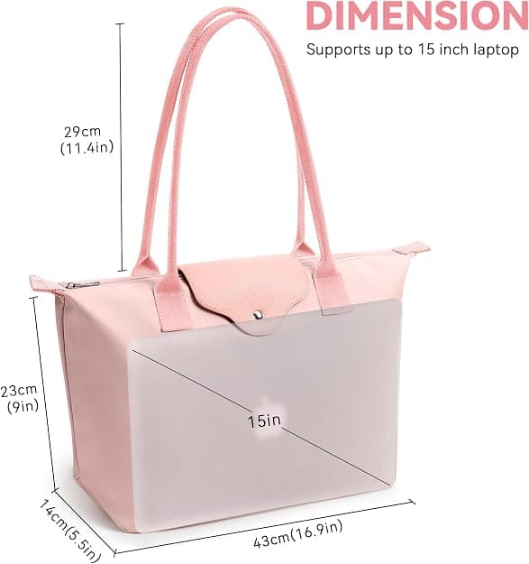 1 stk. store håndtasker til kvinder mulepose med lynlås nylon dametasker | Sammenfoldelige vandtætte håndtasker, pink pink