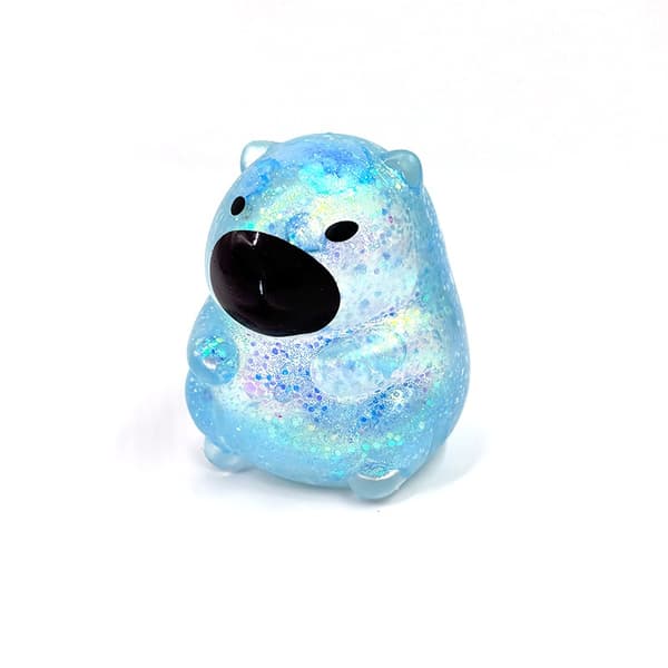 Capybara Squishy Leksak - Maltgodiskonsistens, Långsam Återhämtning Stresslindring, Glittrig Söt Fidget Klämleksak, Anti-Ångest Sensorisk Leksak Blå