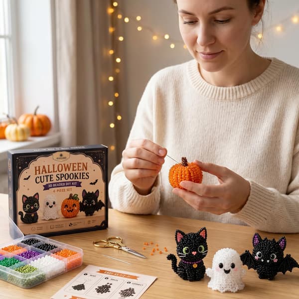 QELDRYX Halloween Spøgelse 3D Perle DIY Kit, Begynder DIY Sæsonbestemt Festgave M Set
