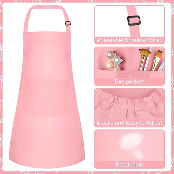 Barnförkläde och kockmössa set Barnförkläde justerbart, Barnkocksmålning för matlagning bakning, rosa pink