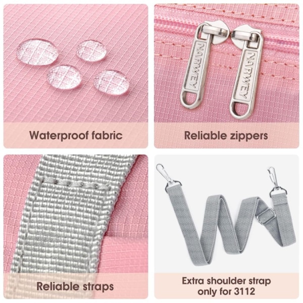 Vikbar resväska för flygbolag, stor kabinväska, duffelväska, handbagage, övernattningsväska för kvinnor och män (rosa)