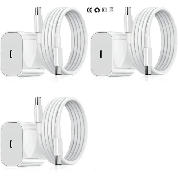 iPhone-laturi, pikalaturi, sovitin + 20W USB-C-kaapeli, valkoinen, 4 kpl iPhone 4-Pack